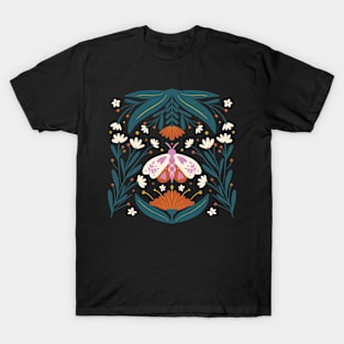 Folk Art Moth - orange and cream T-Shirt